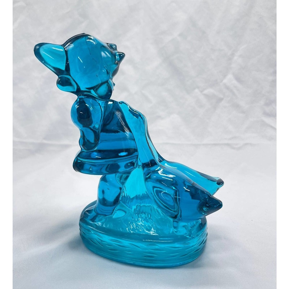 VTG L.E. Smith blue glass girl with geese